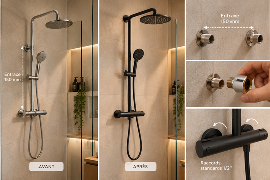 Remplacer une colonne de douche sans déplacer les arrivées : entraxe, raccords et points à vérifier