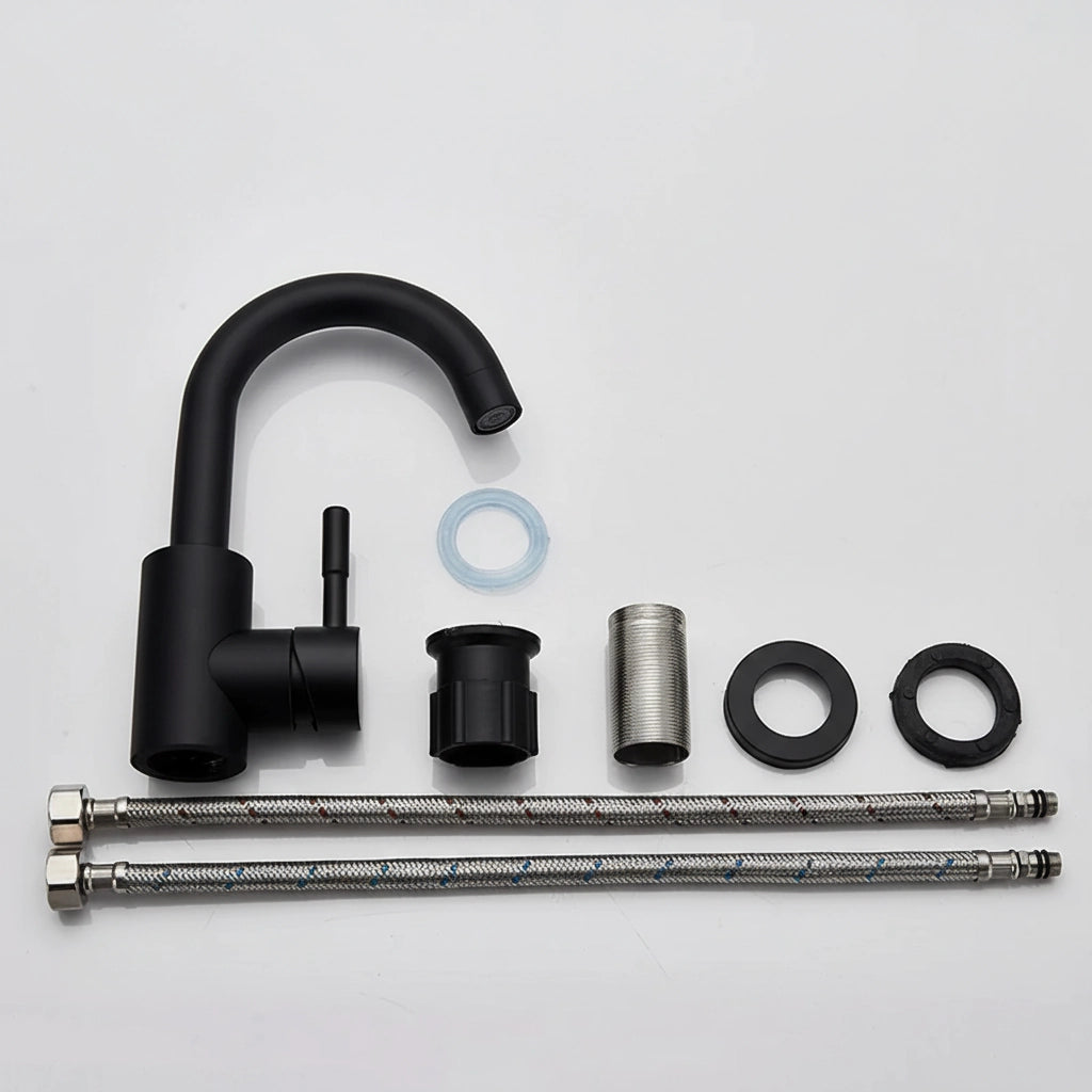 Robinet mitigeur lavabo col de cygne inox brossé 28 cm CYGA