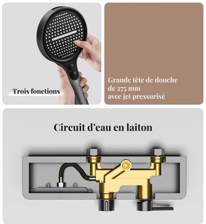 Colonne de douche, avec mitigeur mécanique, 3 voies, Or brossé ROBUSTI