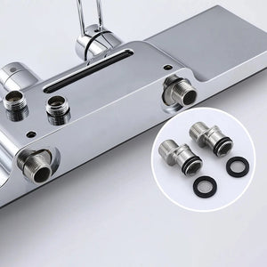 Colonne de douche 4 voies avec mitigeur thermostatique, 2 formes de tête, chrome AGUALE