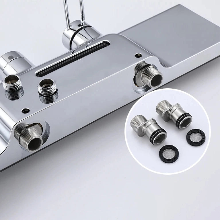 Colonne de douche 4 voies avec mitigeur thermostatique, 2 formes de tête, chrome AGUALE