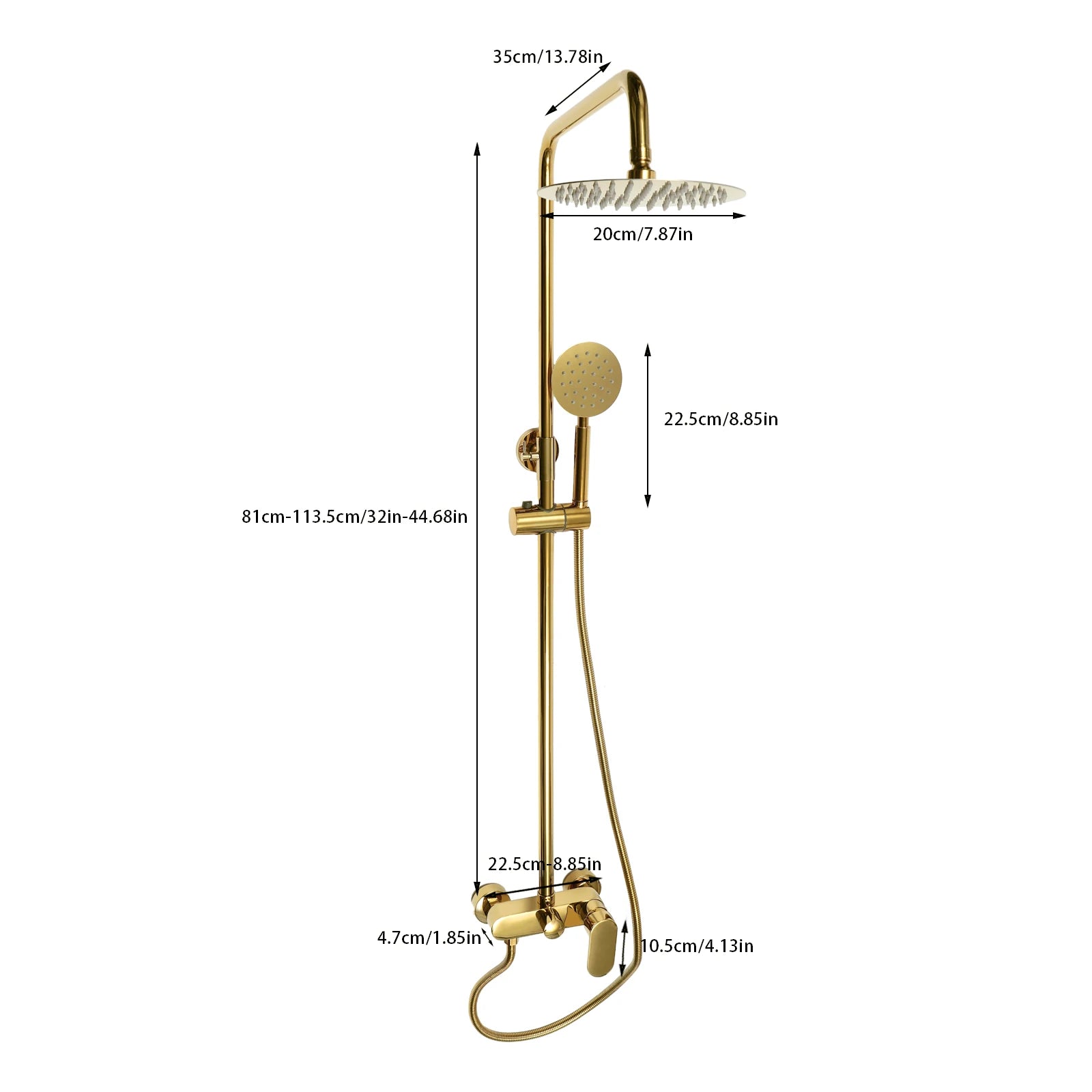 Colonne de douche thermostatique, 2 voies, or RONDI