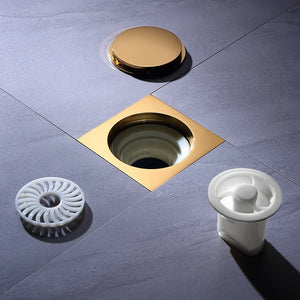 Bonde de douche en laiton, finition or brillant