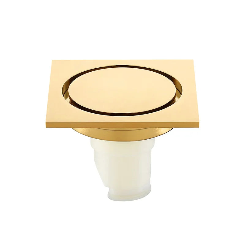 Bonde de douche en laiton, finition or brillant