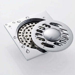 Bonde de douche carré, chrome 10cm