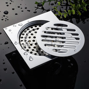 Bonde de douche carré, chrome 10cm
