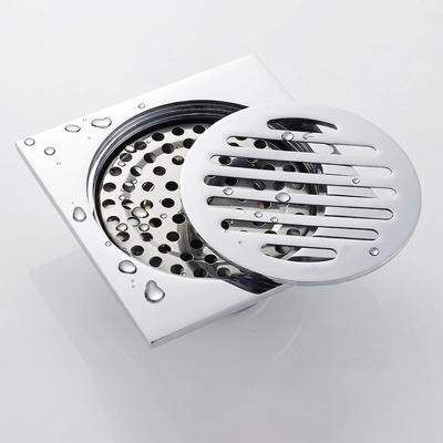 Bonde de douche carré, chrome 10cm