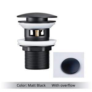 Bonde lavabo clic-clac avec trop-plein noir mat 40mm