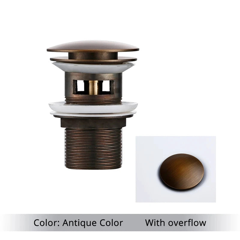 Bonde lavabo clic-clac avec trop-plein antique 40mm