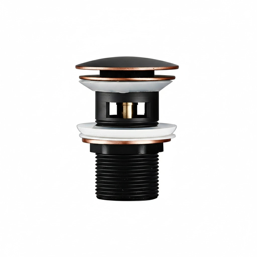 Bonde lavabo clic-clac avec trop-plein noir et or rose 40mm