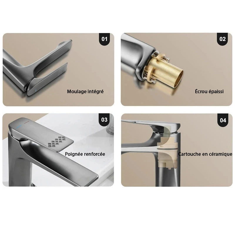 Robinet lavabo moderne noir mat 16cm IROX