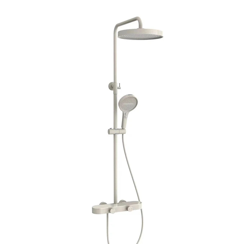 Colonne de douche ou bain douche, avec mitigeur thermostatique, 3 voies, blanc mat OVALIS