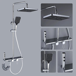 Colonne de douche 4 voies avec mitigeur thermostatique, 2 formes de tête, chrome AGUALE