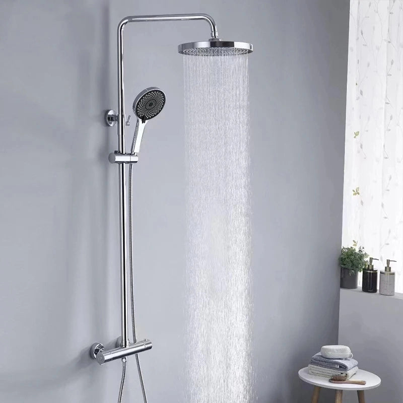 Colonne de douche ronde avec mitigeur mécanique, 2 voies, chrome SERENYS