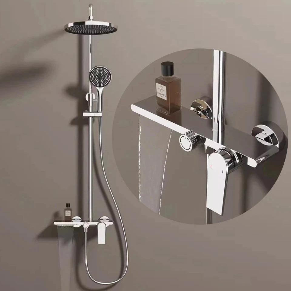Colonne de douche ou bain douche, avec mitigeur mécanique, 3 voies, chrome RIVIERAS