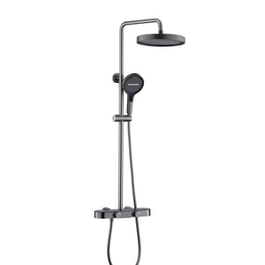 Colonne de douche ou bain douche, avec mitigeur thermostatique, 3 voies, gris foncé OVALIS