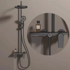 Colonne de douche ou bain douche, avec mitigeur mécanique, 3 voies, noir mat RIVIERAS