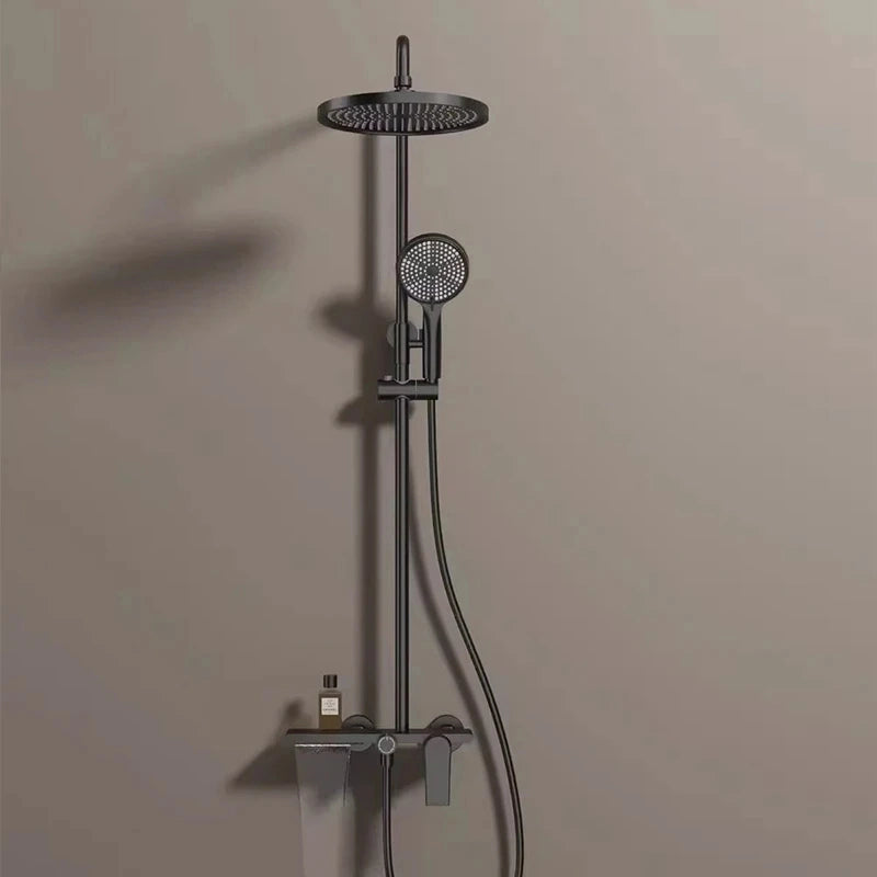 Colonne de douche ou bain douche, avec mitigeur mécanique, 3 voies, noir mat RIVIERAS