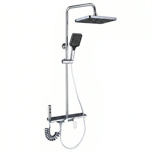 Colonne de douche 4 voies avec mitigeur thermostatique, 2 formes de tête, chrome AGUALE