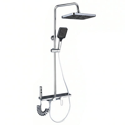 Colonne de douche 4 voies avec mitigeur thermostatique, 2 formes de tête, chrome AGUALE