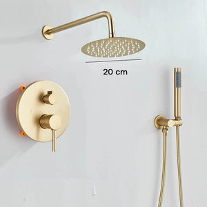 Colonne de douche mitigeur à encastrer RONDA or brosse