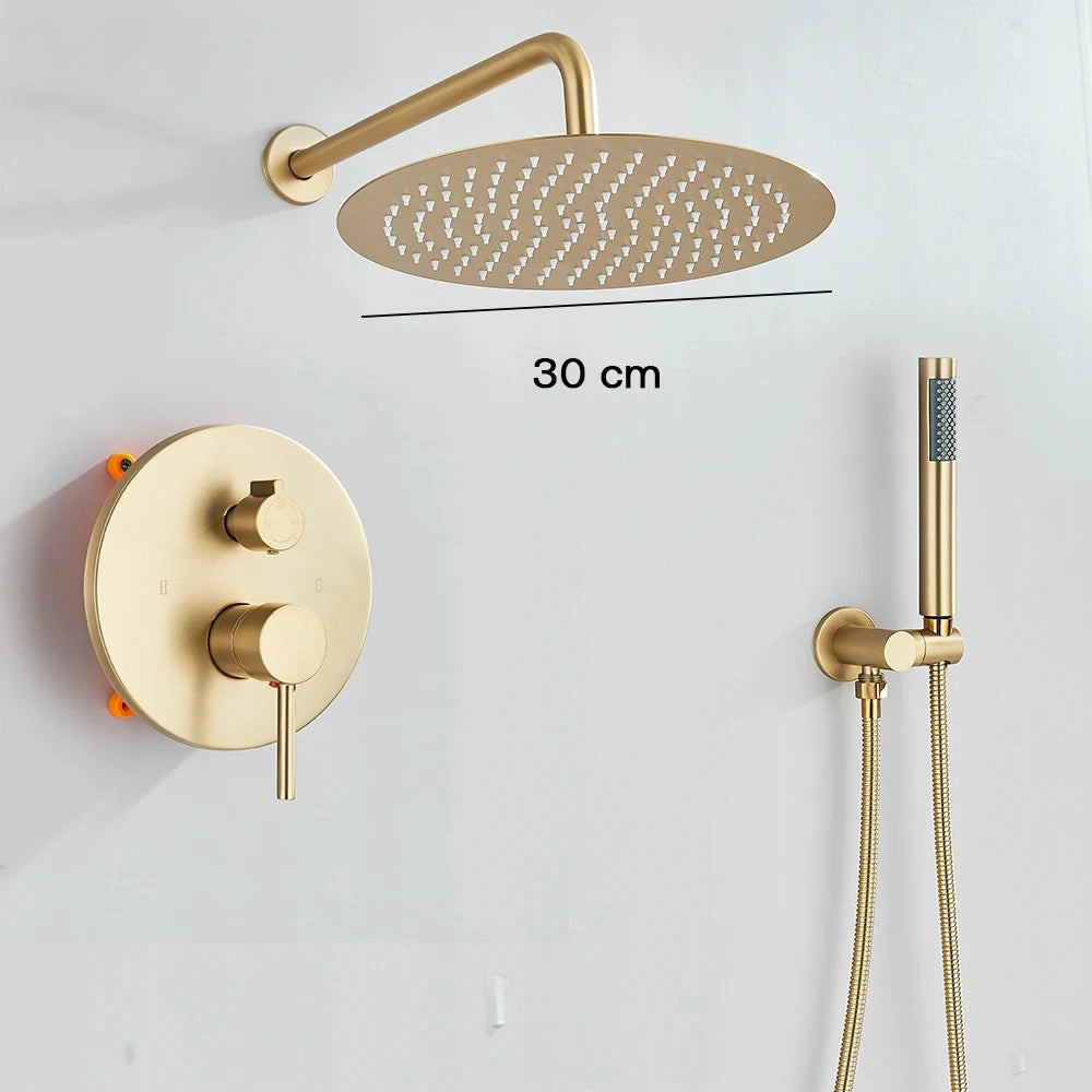Colonne de douche mitigeur à encastrer RONDA or brosse