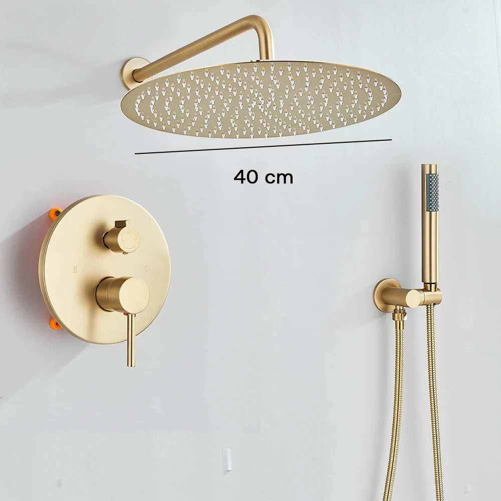 Colonne de douche mitigeur à encastrer RONDA or brosse