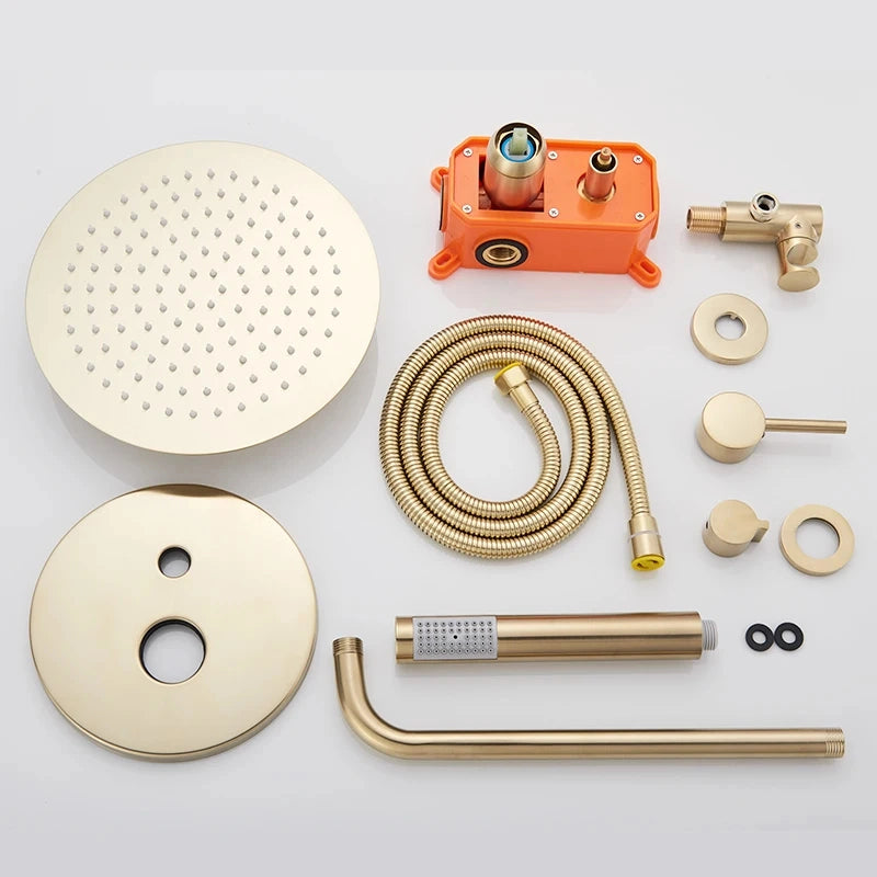 Colonne de douche mitigeur à encastrer RONDA or brosse