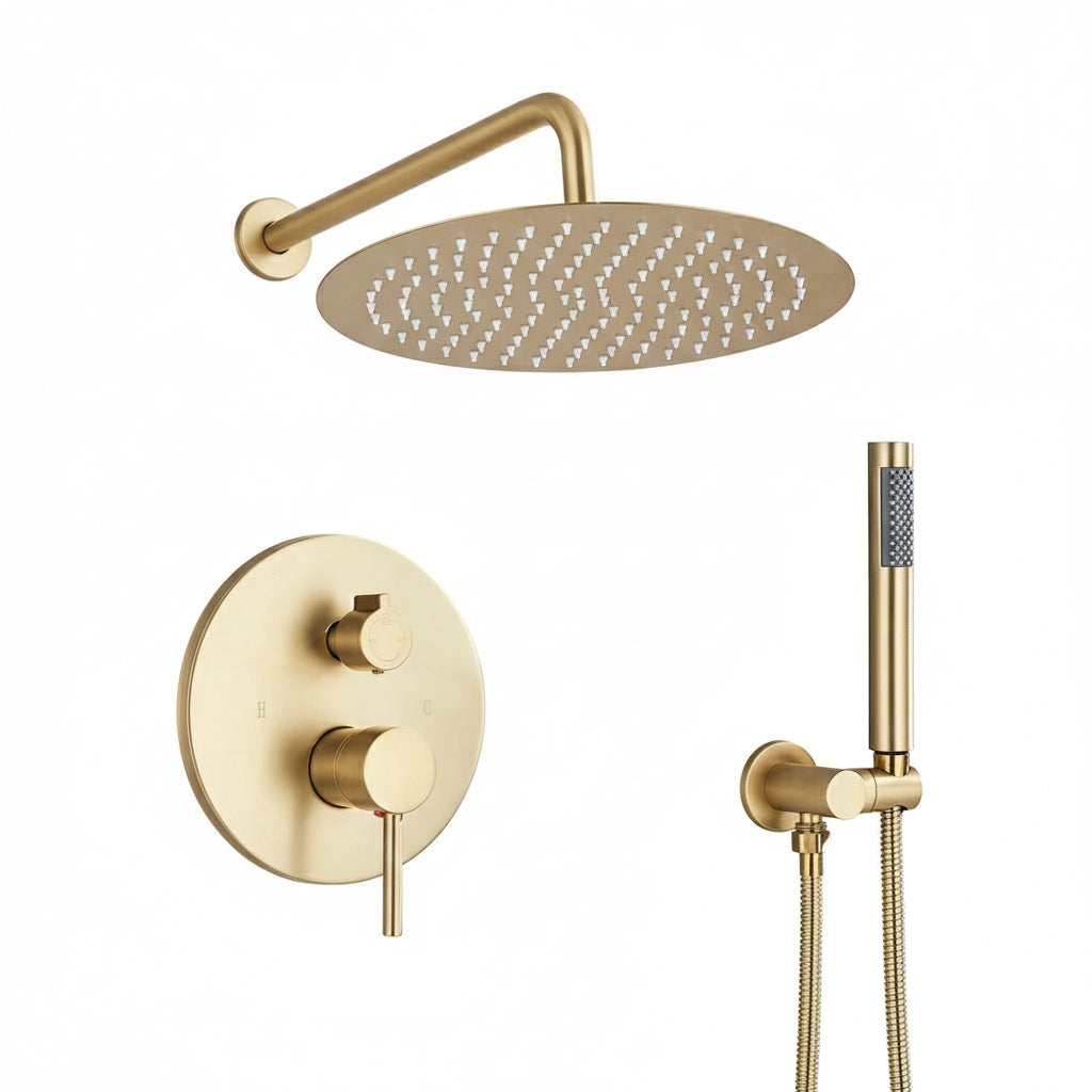 Colonne de douche mitigeur à encastrer RONDA or brosse