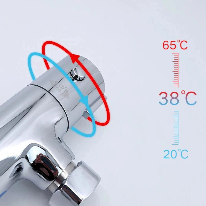 Colonne de douche ronde avec mitigeur mécanique, 2 voies, chrome SERENYS