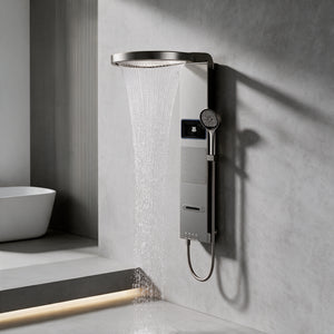 Système de Douche Mural, Affichage Numérique, 4 Voies, Gris Gunmetal