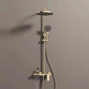Colonne de douche ou bain douche, avec mitigeur mécanique, 3 voies, or brossé RIVIERAS