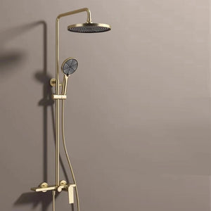Colonne de douche ou bain douche, avec mitigeur mécanique, 3 voies, or brossé RIVIERAS