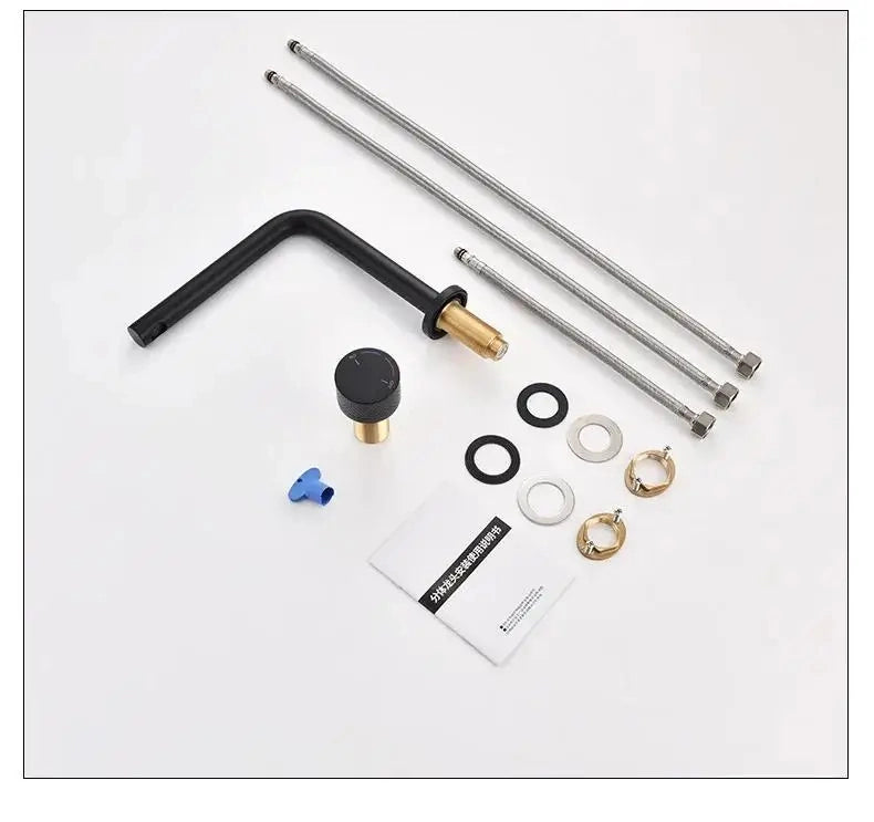 Mitigeur lavabo 2 trous, 2 hauteurs or rose NEO