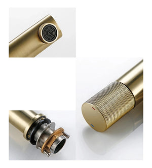 Robinet mitigeur lavabo or brossé MOLETO, 2 tailles