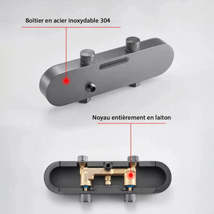 Colonne de douche ou bain douche, avec mitigeur thermostatique, 3 voies, gris foncé OVALIS