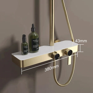 Colonne de douche, avec mitigeur mécanique, 3 voies, Or brossé ROBUSTI