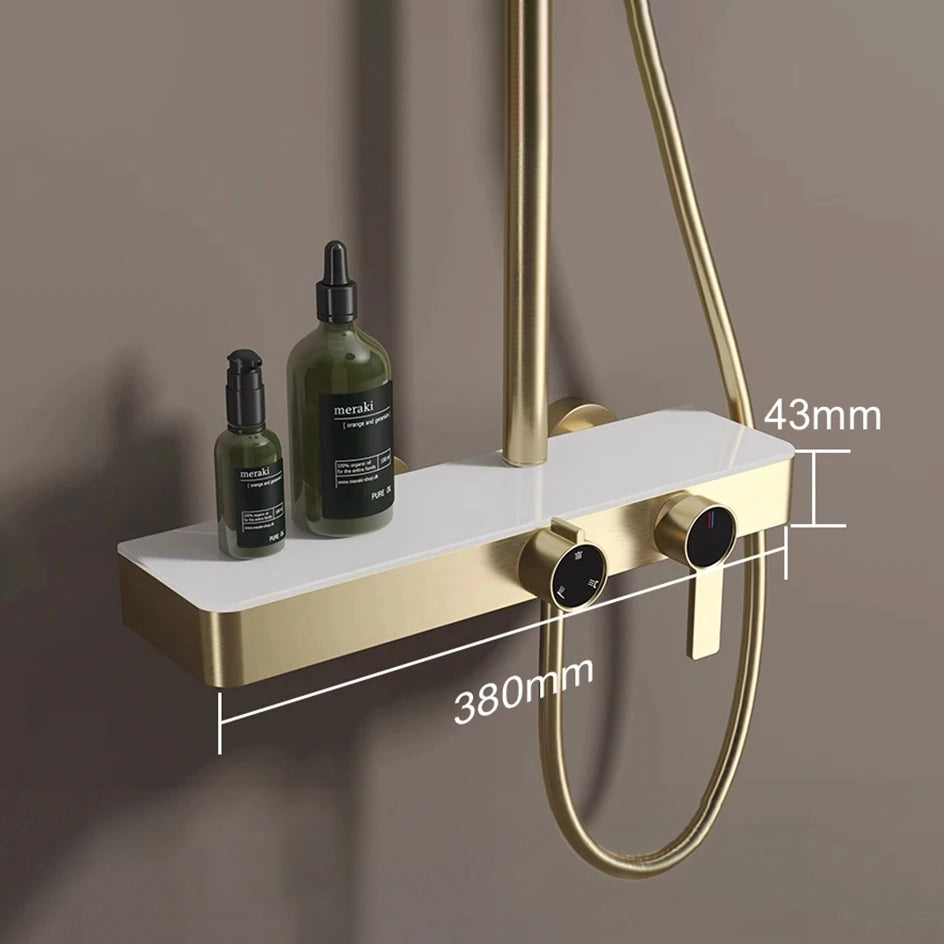 Colonne de douche, avec mitigeur mécanique, 3 voies, Or brossé ROBUSTI