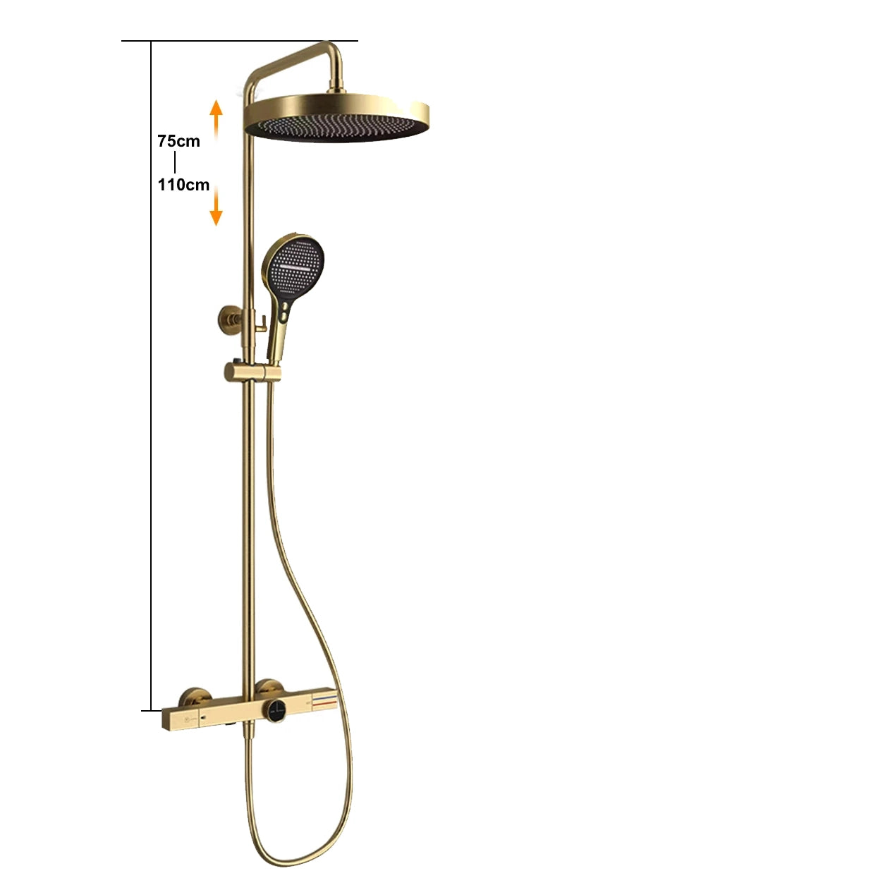 Colonne de douche thermostatique avec mitigeur mécanique, 3 voies, gris foncé ARCOS