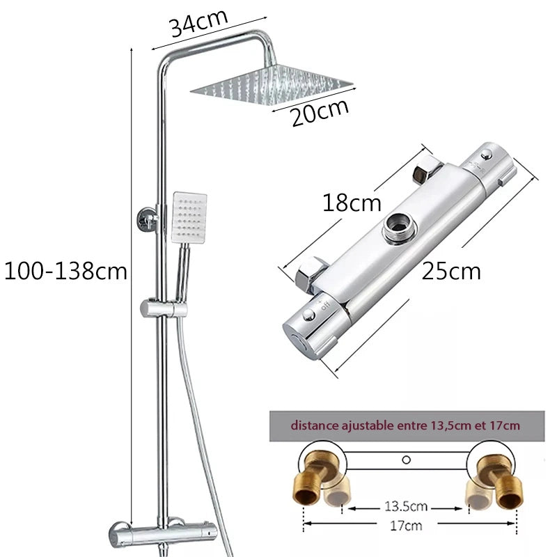 Colonne de douche thermostatique chrome NUCE