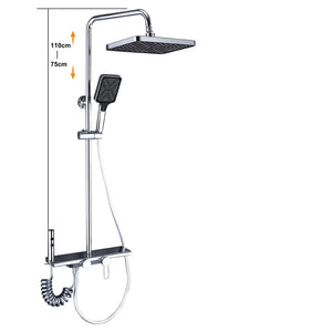 Colonne de douche 4 voies avec mitigeur thermostatique, 2 formes de tête, chrome AGUALE