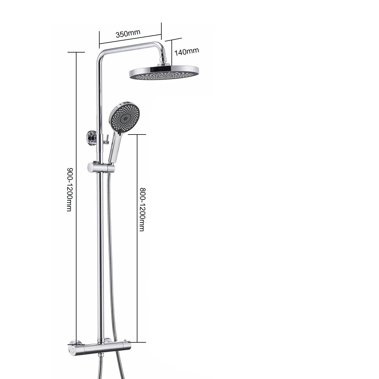 Colonne de douche carré avec mitigeur mécanique, 2 voies, chrome SERENYS