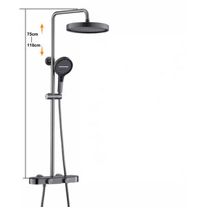 Colonne de douche ou bain douche, avec mitigeur thermostatique, 3 voies, gris foncé OVALIS