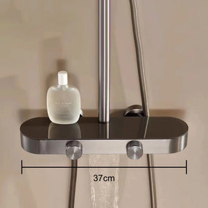 Colonne de douche ou bain douche, avec mitigeur thermostatique, 3 voies, gris foncé OVALIS