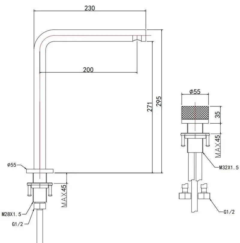 Mitigeur lavabo 2 trous, 2 hauteurs or rose NEO