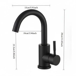 Robinet mitigeur lavabo col de cygne noir mat 28 cm CYGA