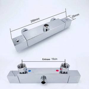 Colonne de douche carré avec mitigeur mécanique, 2 voies, chrome SERENYS