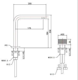 Mitigeur lavabo 2 trous, 2 hauteurs or rose NEO