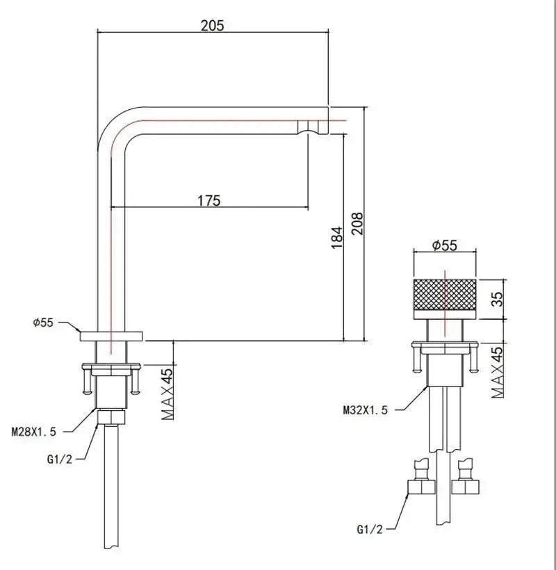 Mitigeur lavabo 2 trous, 2 hauteurs or rose NEO