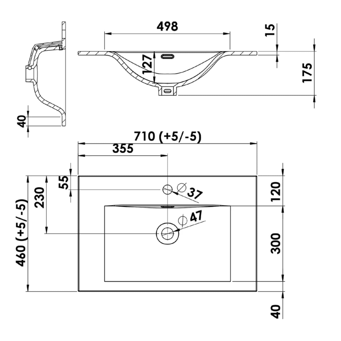 Plan vasque salle de bain Céramique 70cm